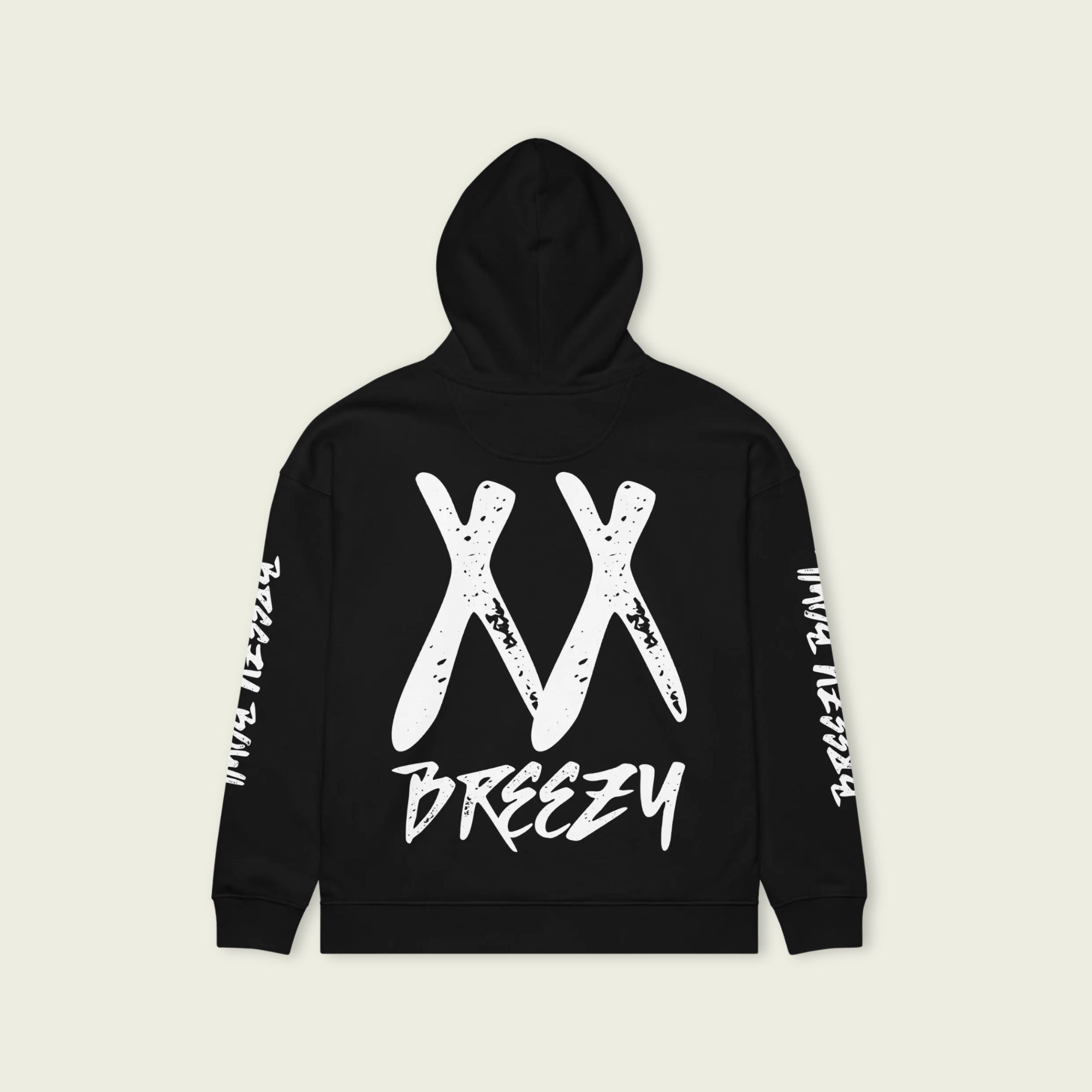 A black and white oversized hoodie with XX on the front and back for the Chris Brown Breezy Bowl XX Tour in 2025