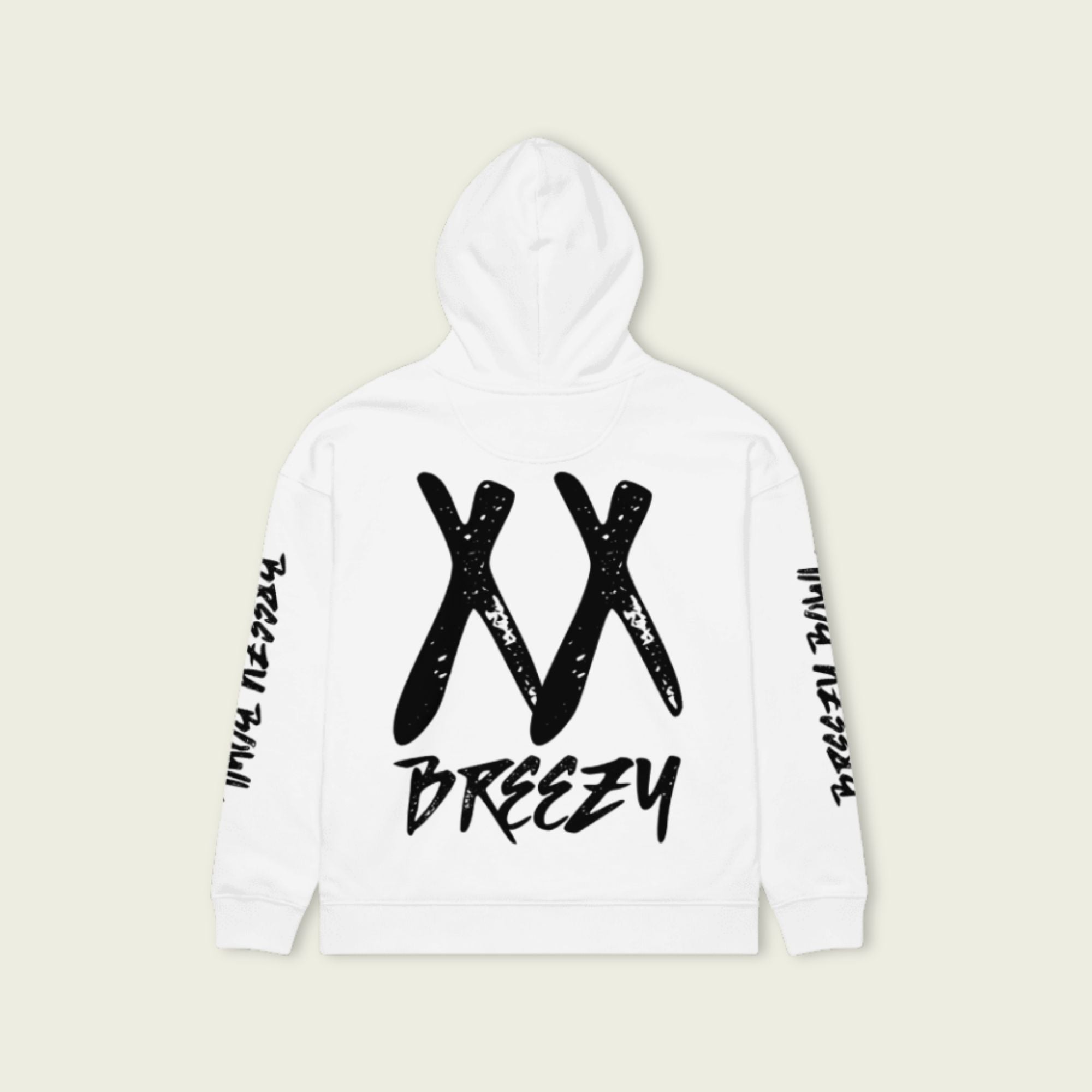 A black and white oversized hoodie with XX on the front and back for the Chris Brown Breezy Bowl XX Tour in 2025
