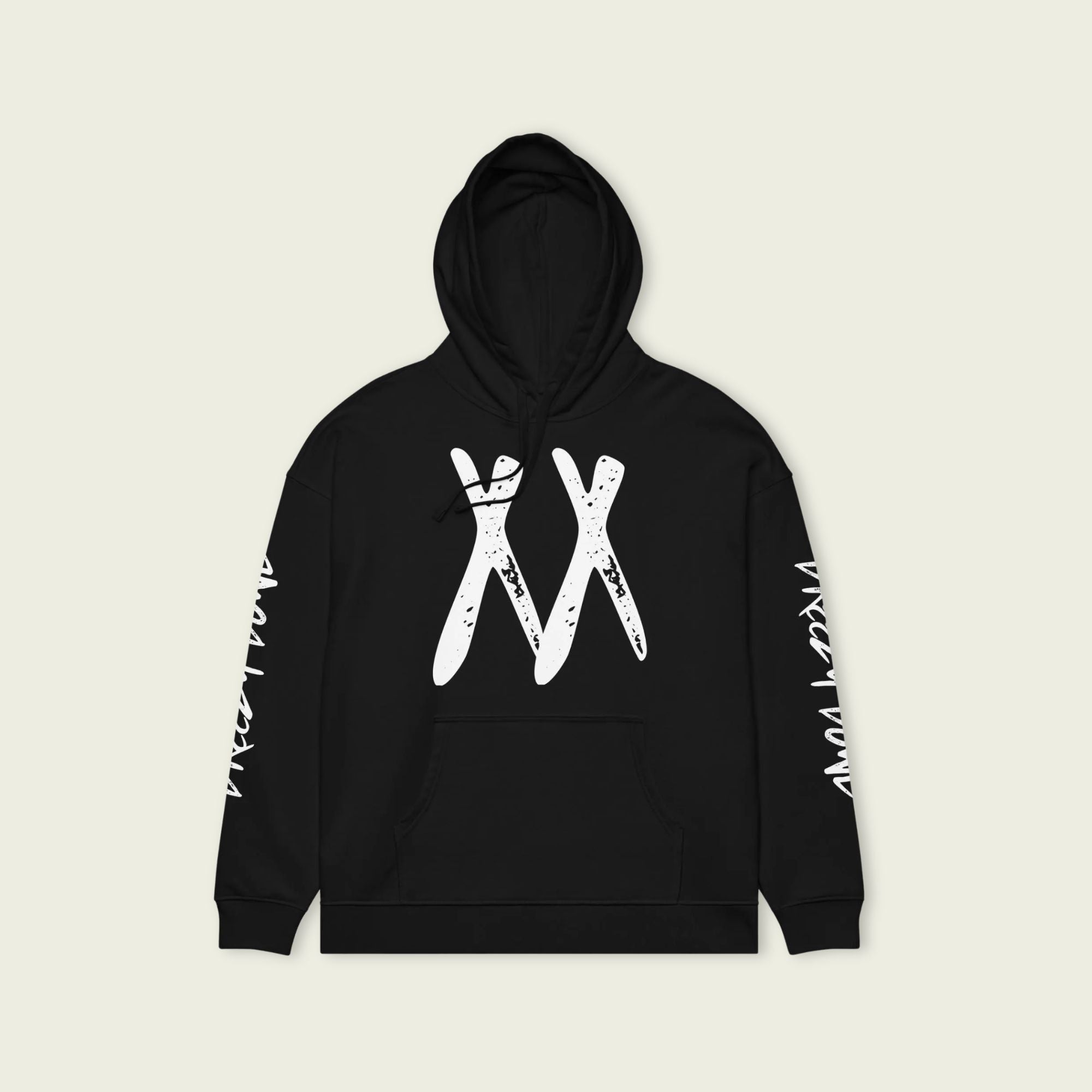 A black and white oversized hoodie with XX on the front and back for the Chris Brown Breezy Bowl XX Tour in 2025
