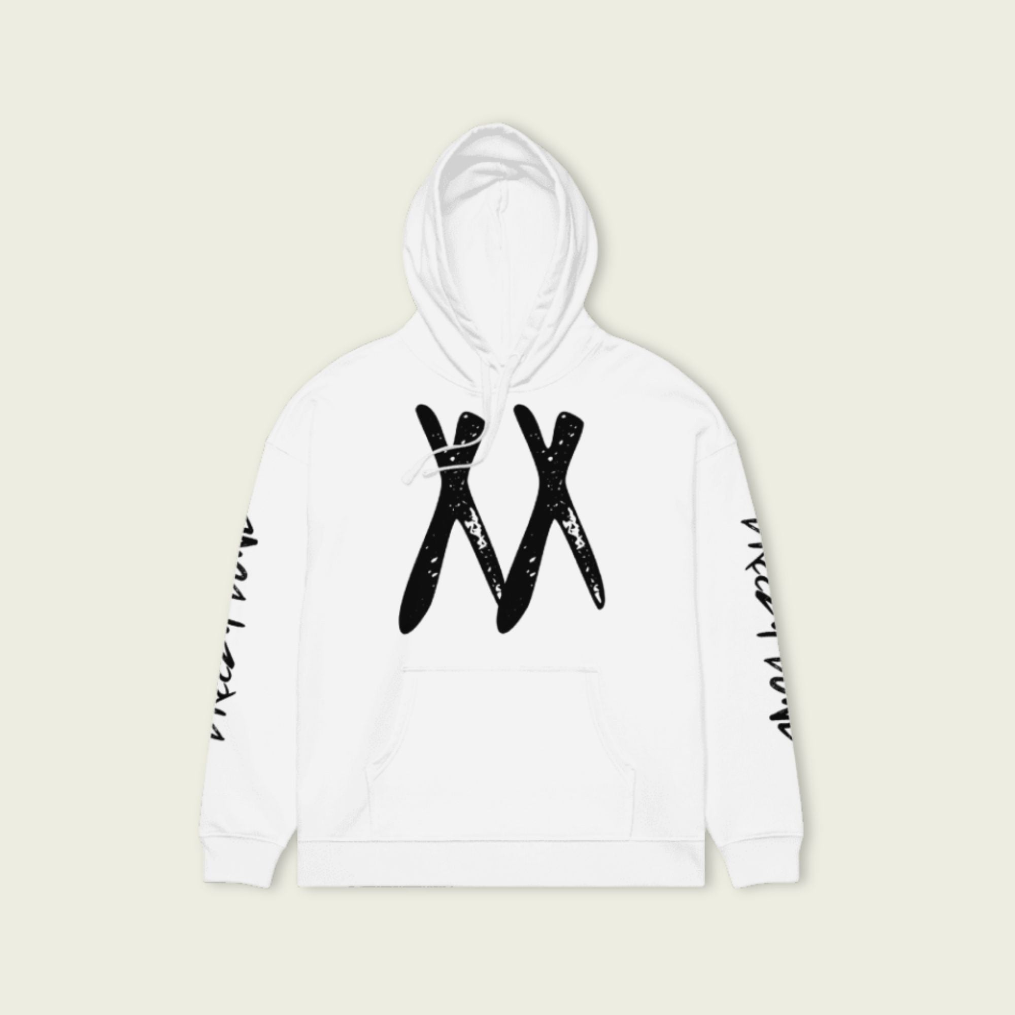 A black and white oversized hoodie with XX on the front and back for the Chris Brown Breezy Bowl XX Tour in 2025