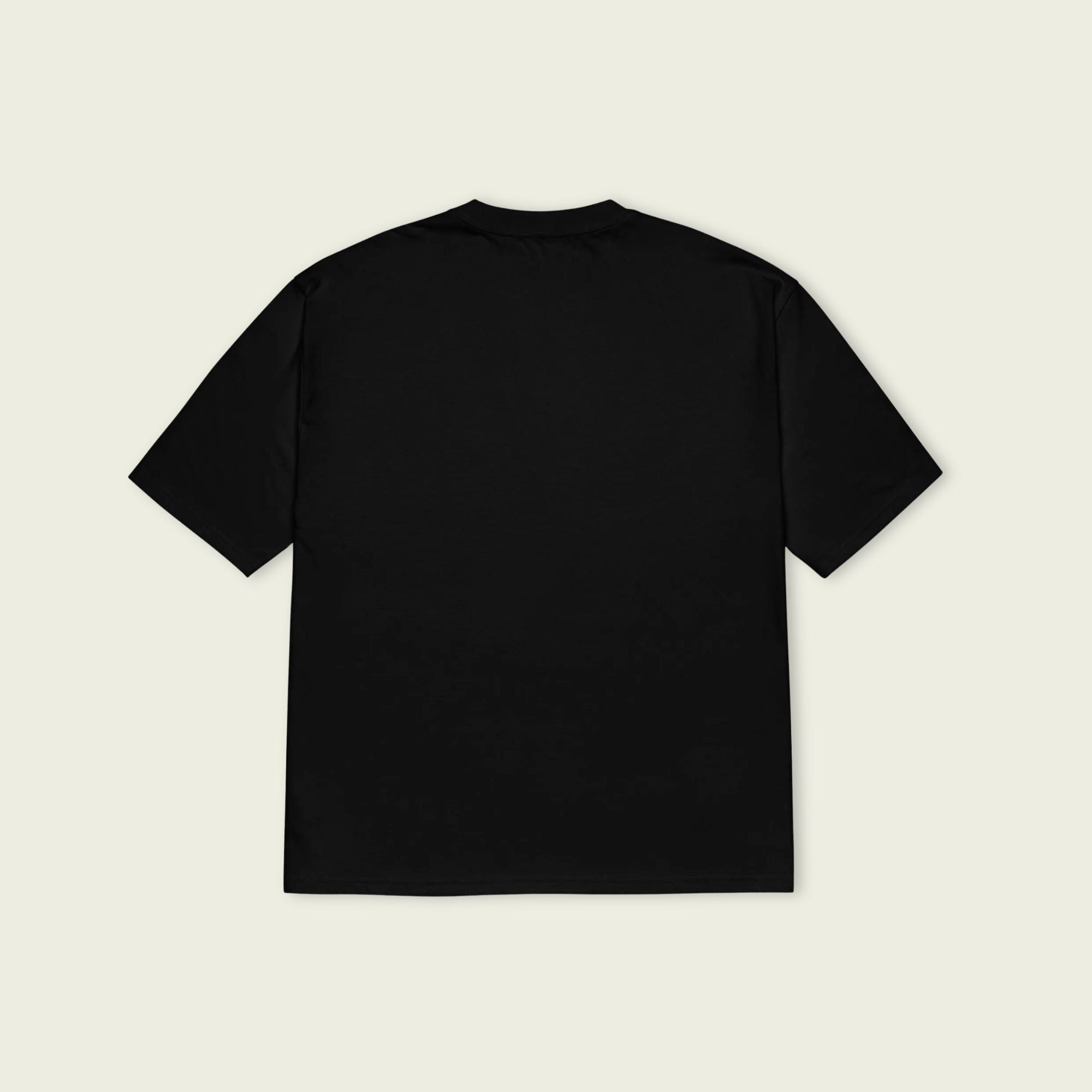 Black t-shirt on a beige background