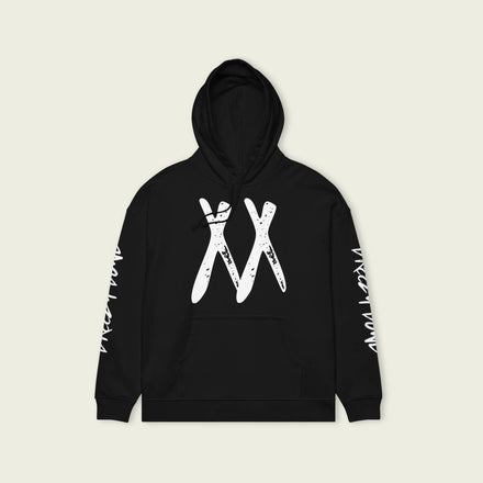 A black and white oversized hoodie with XX on the front and back for the Chris Brown Breezy Bowl XX Tour in 2025