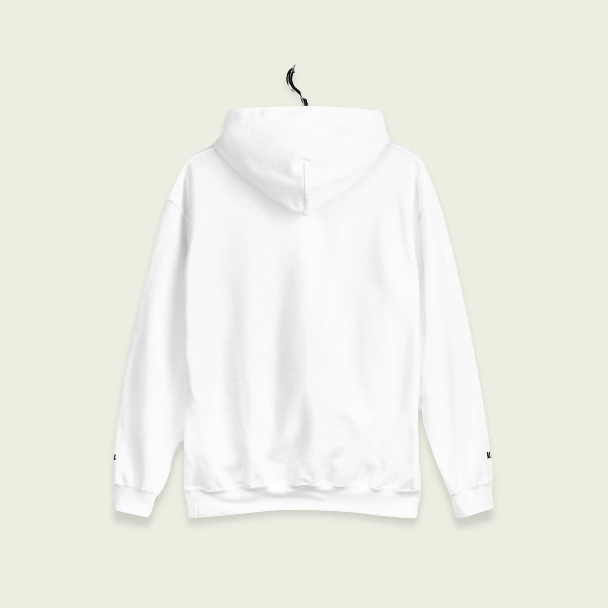 A white hoodie with the text Norris in a varisty style on the front. Its colored in papaya orange with a black outline
