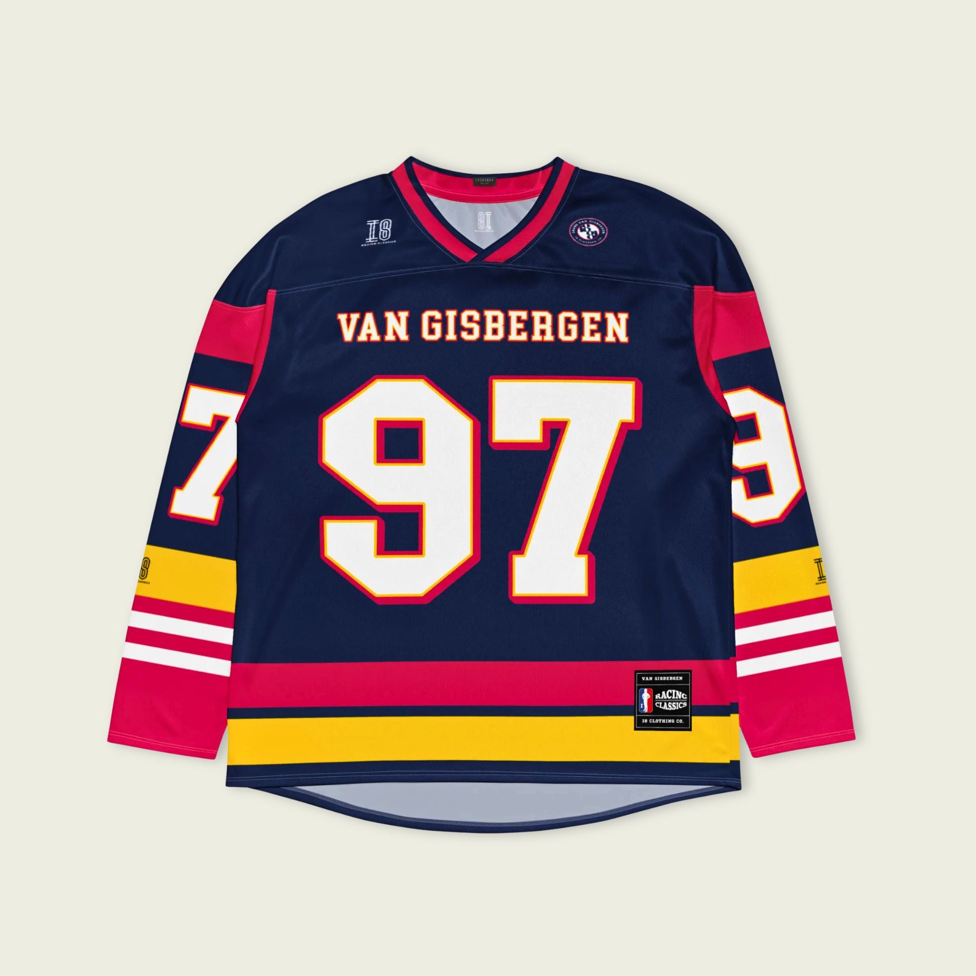 Hockey jersey with 'Van Gisbergen' and number '97' on a beige background