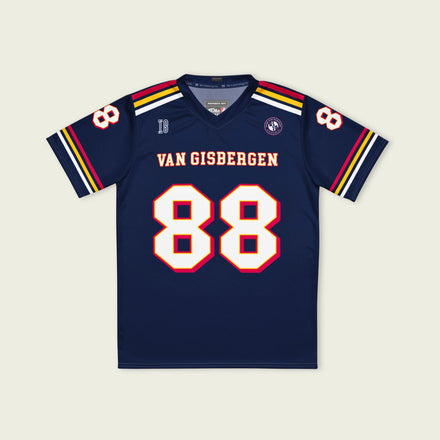 Navy blue sports jersey with 'Van Gisbergen' and number '88' on a beige background