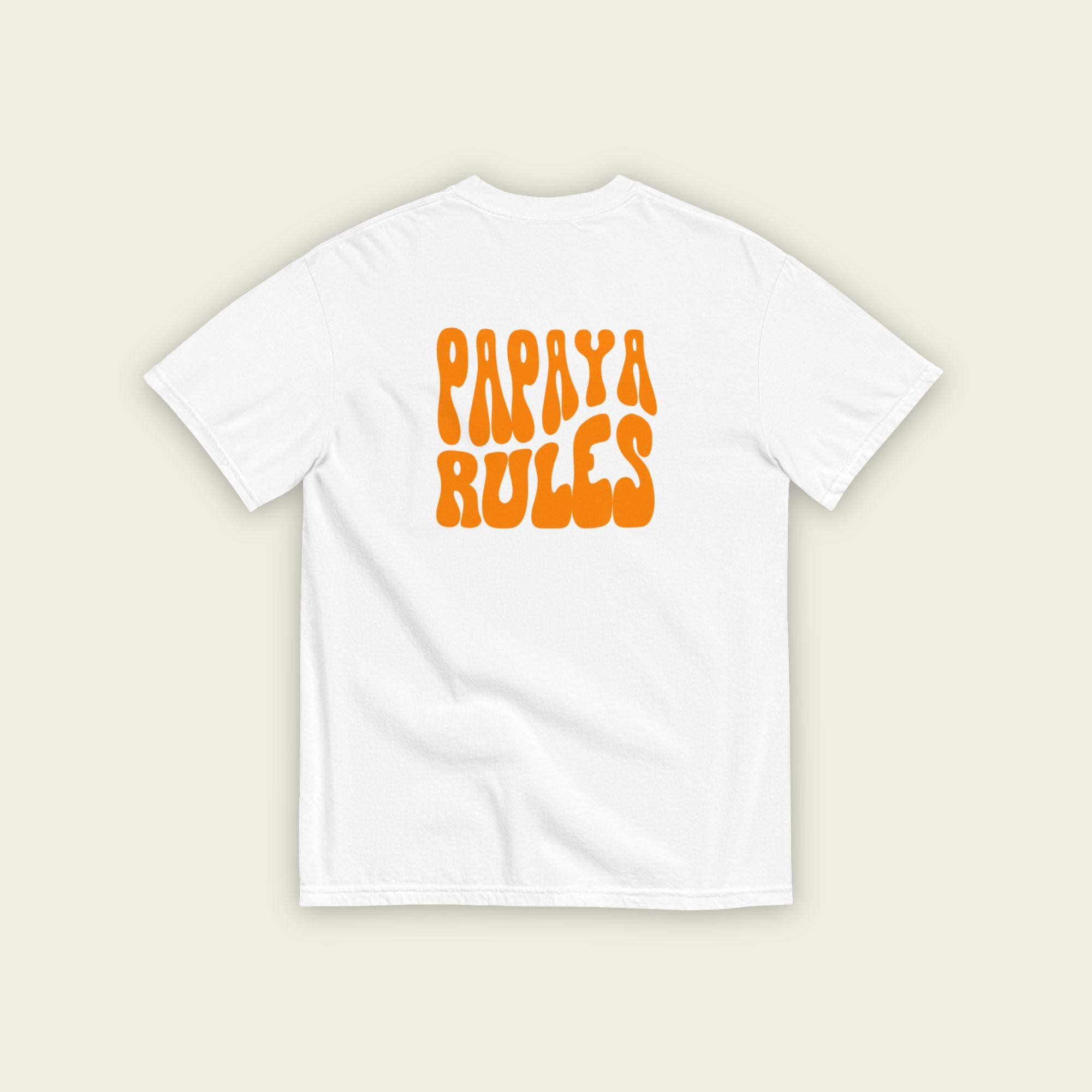 A white Tshirt with the text