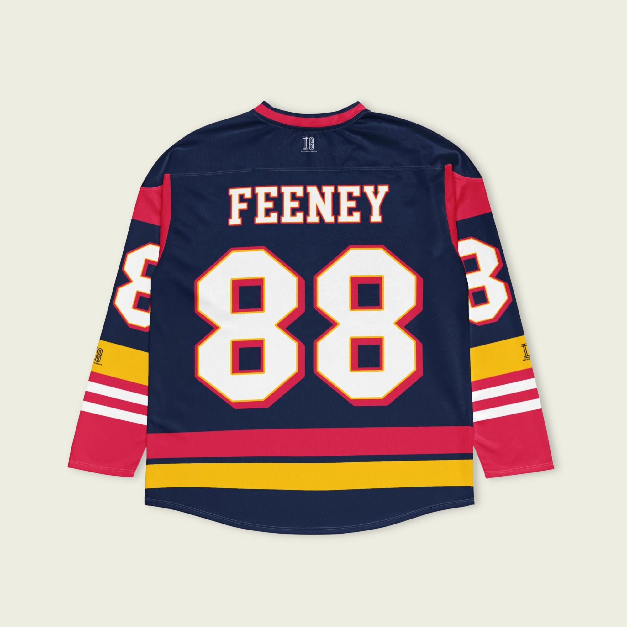 Hockey jersey with 'Feeney' and number '88' on a beige background